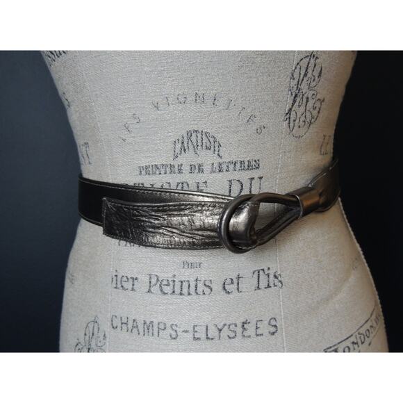 Vintage Morris Moskowitz Shiny Bronze Leather Waist Belt Size Medium